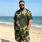 Herren Camouflage-Print T-Shirt & Shorts Set