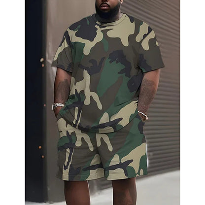 Herren Camouflage-Print T-Shirt & Shorts Set