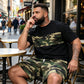 Herren Camouflage-Print T-Shirt & Shorts Set