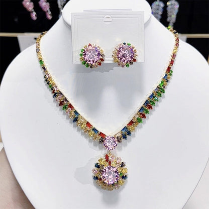 💎 ZEITLICH BEGRENZT 50% RABATT! ✨ Funkelndes Zirkon Halsketten & Ohrringe Set – Elegant, Zeitlos, Geschenkfertig ✨