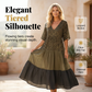 Bohemian gestuftes Maxikleid mit Leopardenmuster