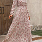 LUNE Damen Urlaubs-Stil Kleines Blumenmuster Tailliertes Maxi-Kleid