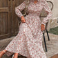 LUNE Damen Urlaubs-Stil Kleines Blumenmuster Tailliertes Maxi-Kleid