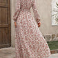 LUNE Damen Urlaubs-Stil Kleines Blumenmuster Tailliertes Maxi-Kleid
