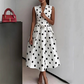 👗 Damen-Kleid mit Polka-Dot-Muster, V-Ausschnitt & ärmellos – luftig, elegant & vielseitig für Alltag, Büro & besondere Anlässe 🌸✨
