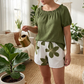 Women's Off Shoulder Top and Floral Shorts Set