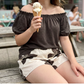 Women's Off Shoulder Top and Floral Shorts Set