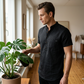 Men’s Summer Henley Shirt Short Sleeve Casual Cotton Linen Tee