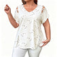 Damen Lässiges V-Ausschnitt Kurzarm T-Shirt