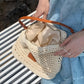 🏖️ Sommer-Sale 50% Rabatt 🏝️👜🛍️Beige Strick-Wickeltasche geräumig | Sommer Schultertasche für Strandspaziergänge, Brunch und Resort-Tage🎁