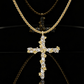 🎉 NUR FÜR KURZE ZEIT 50% RABATT! ✝️ Strahlende Kreuz-Halskette – Gedrehte Kette, Blütenglänzen & Kubischer Zirkonia-Brillanz ✨