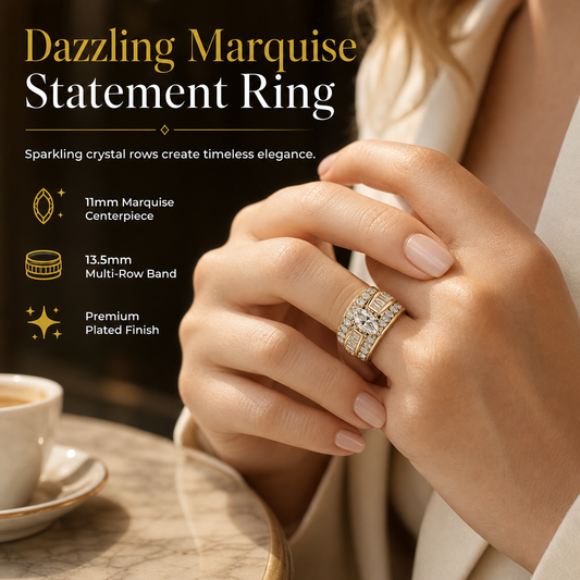 🌸 JETZT 50% RABATT! 🌸 Eleganter Verlobungsring mit Zirkonia im Marquise-Schliff – Modischer Damenring