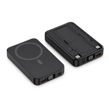 Magnetische kabellose Schnelllade-Powerbank mit integriertem Kabel und Ständer, tragbar