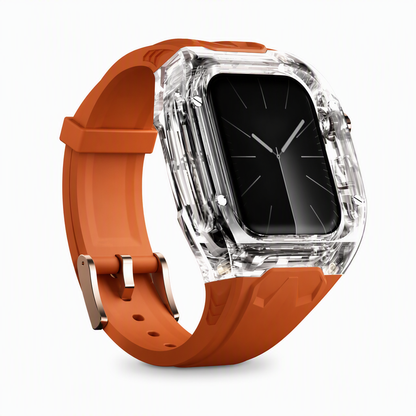 Integriertes Smartwatch-Armband mit Schutzhülle Farblich abgesetztes transluzentes Sportarmband für 40mm 41mm 42mm 44mm 45mm 46mm 49mm
