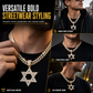 ⏳Zeitlich begrenzter 50% Rabatt⏰Hip-Hop Iced Out Strass Davidstern Anhänger mit 50cm Kette✡️📿