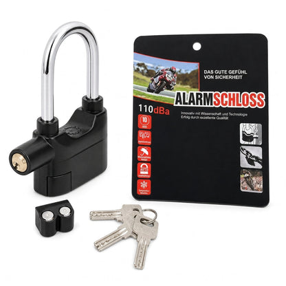 70mm-Aluminiumlegierungs-Diebstahlschutz-Alarm-Vorhängeschloss, Sicherheitsschloss für Tore, geeignet für Lager, Motorräder und Fahrräder, inklusive Batterien