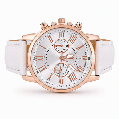 🌸 JETZT 50% RABATT! 🌸Elegante Damen-Quarzuhr mit Lederarmband und Drei-Augen-Zifferblatt