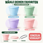 🎒 Nie wieder sperrige Trinkbecher! – Faltbarer Silikon-Reisebecher – einfach zusammenklappen, platzsparend verstauen & überall mitnehmen ✨☕